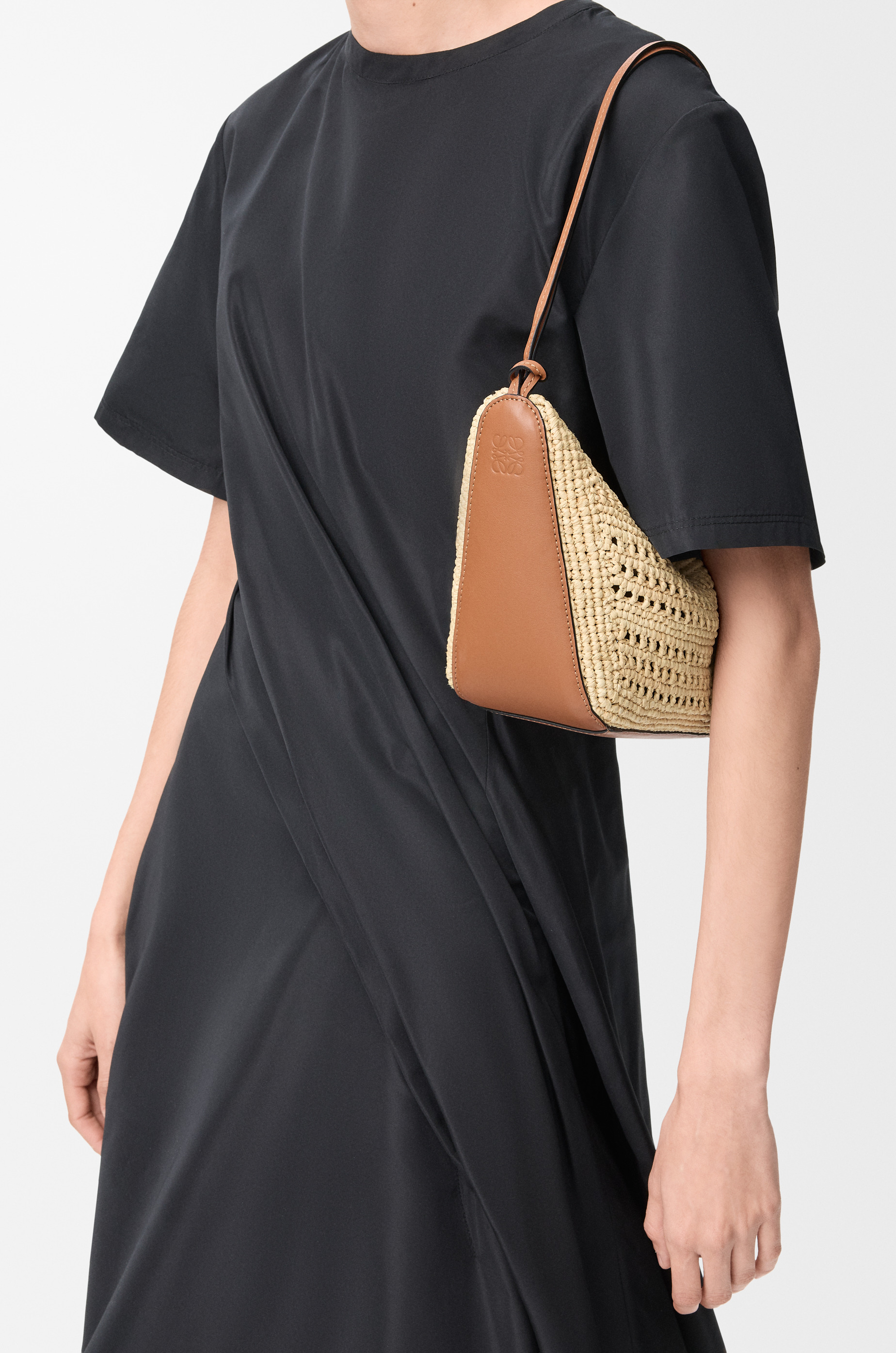 Mini Hammock Hobo in raffia and calfskin - 3