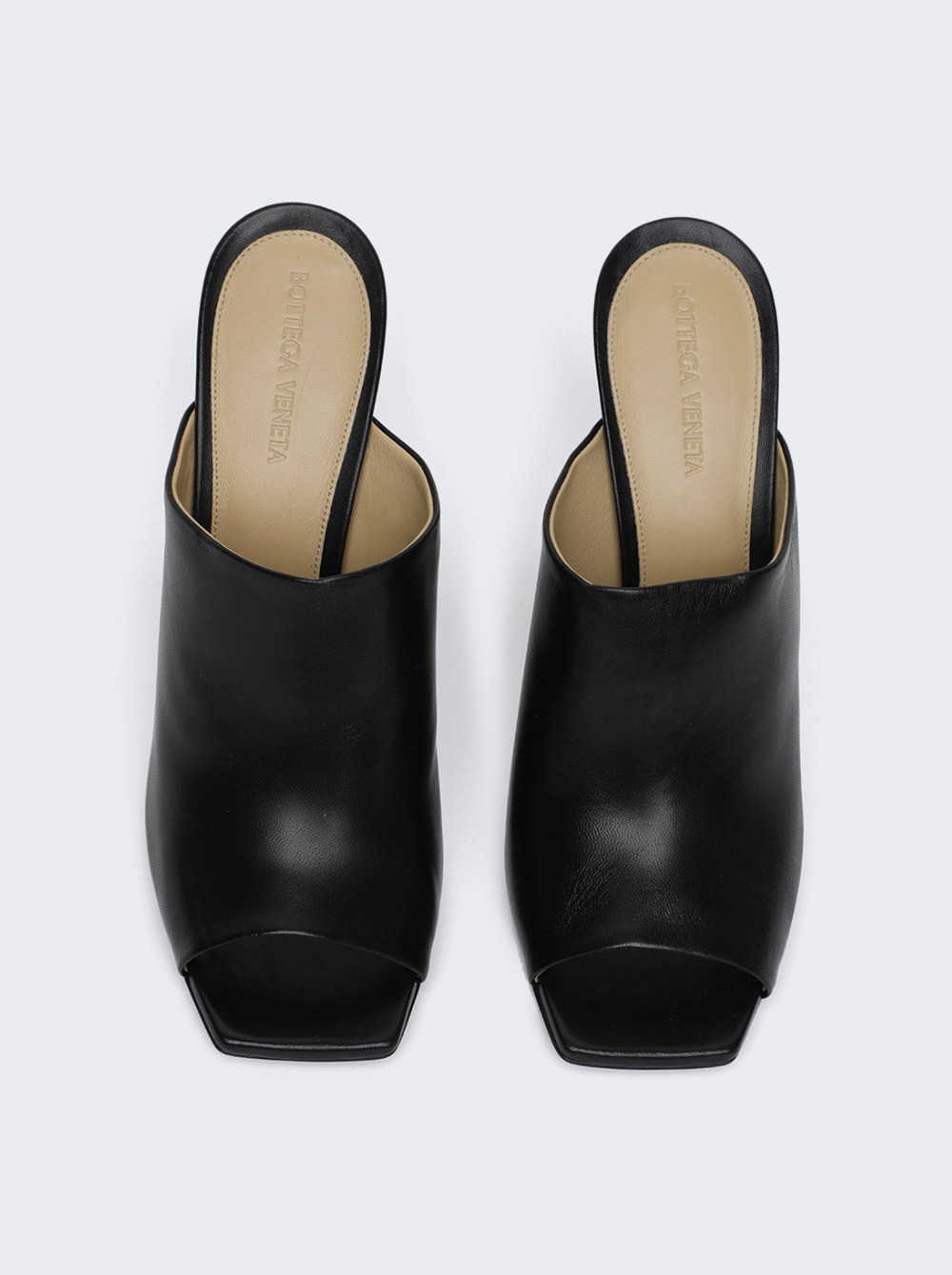 High Heel Leather Mule Sandals Black - 4