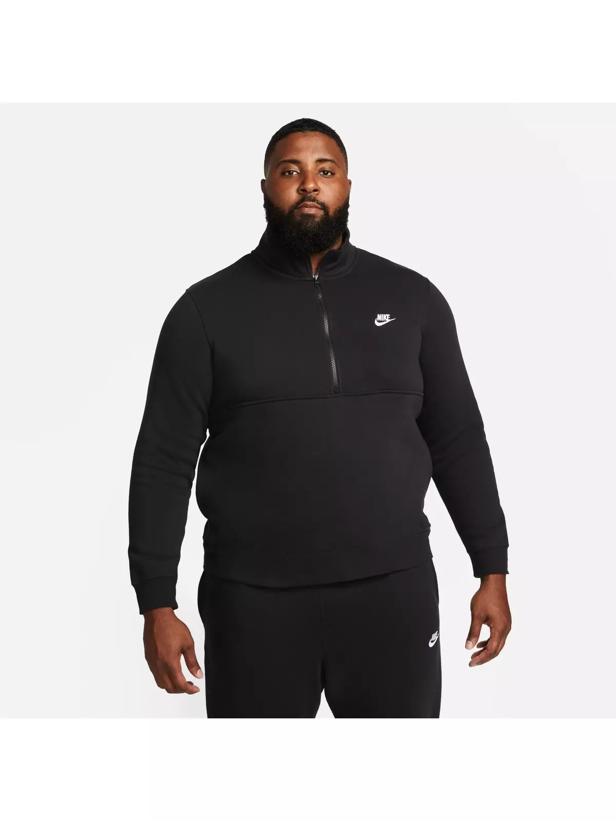 Men's Sportswear Brushed-Back 1/2-Zip Pullover-Black - 4