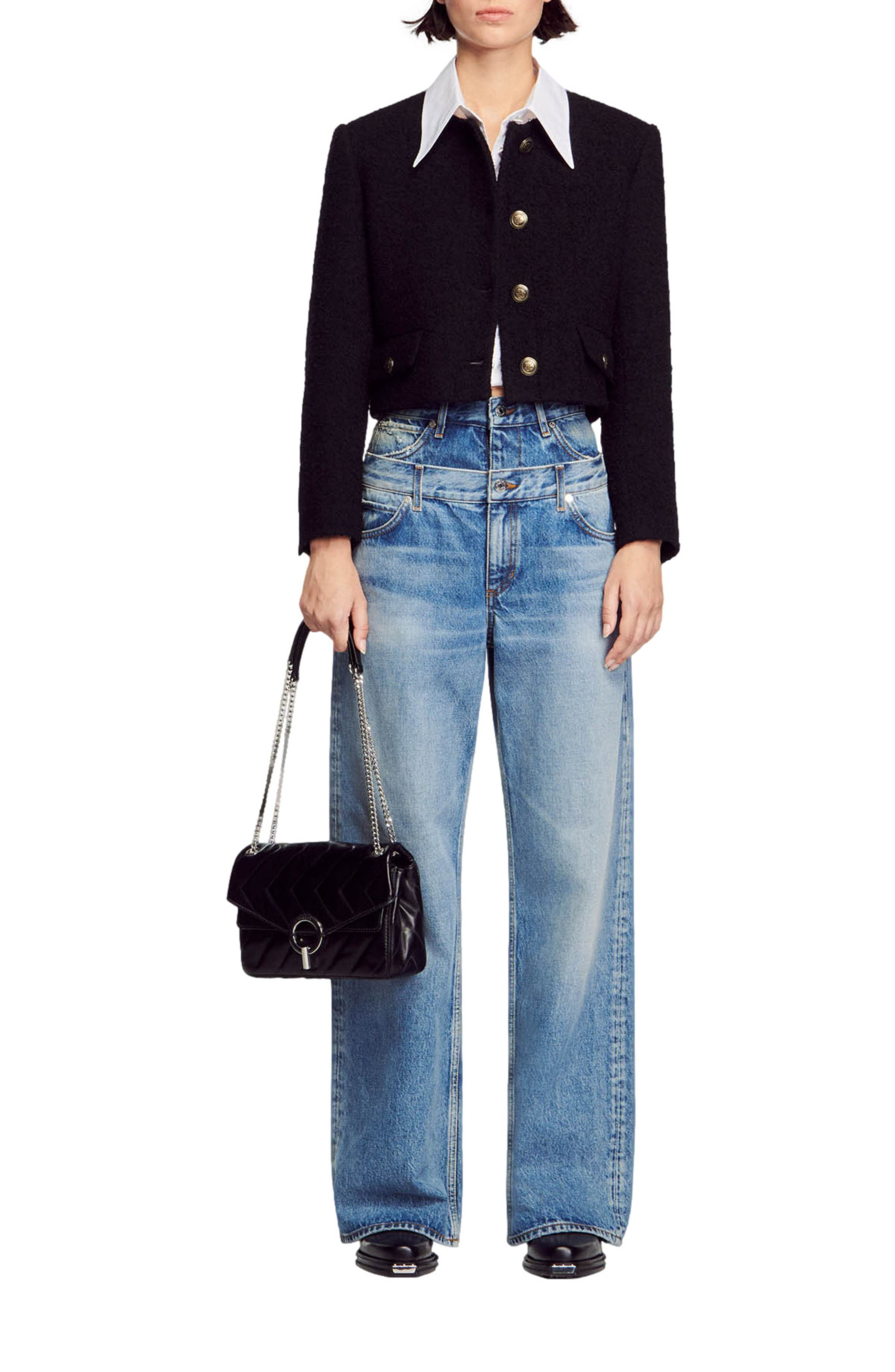SANDRO Yza bag in certified leather in Black at Nordstrom - 6