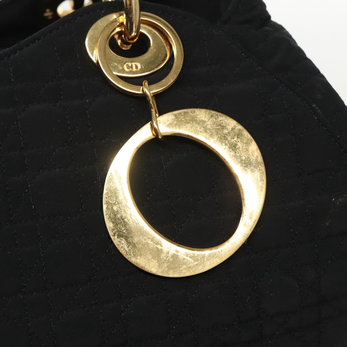 DIOR Canage Hand Bag Nylon Black Gold - 14