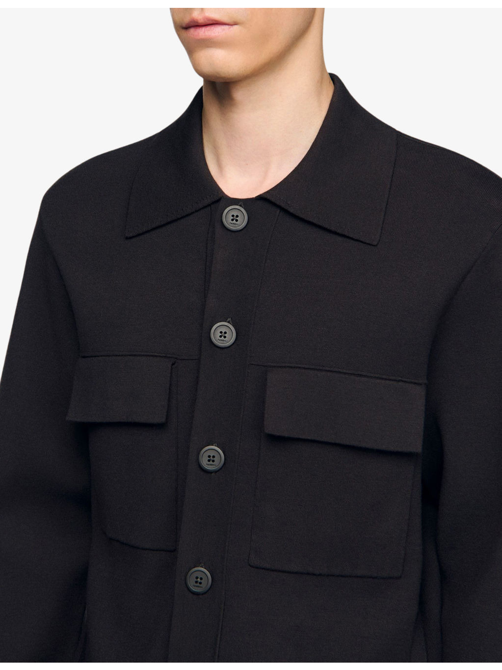 Patch-pocket marl-pattern knitted cardigan - 5