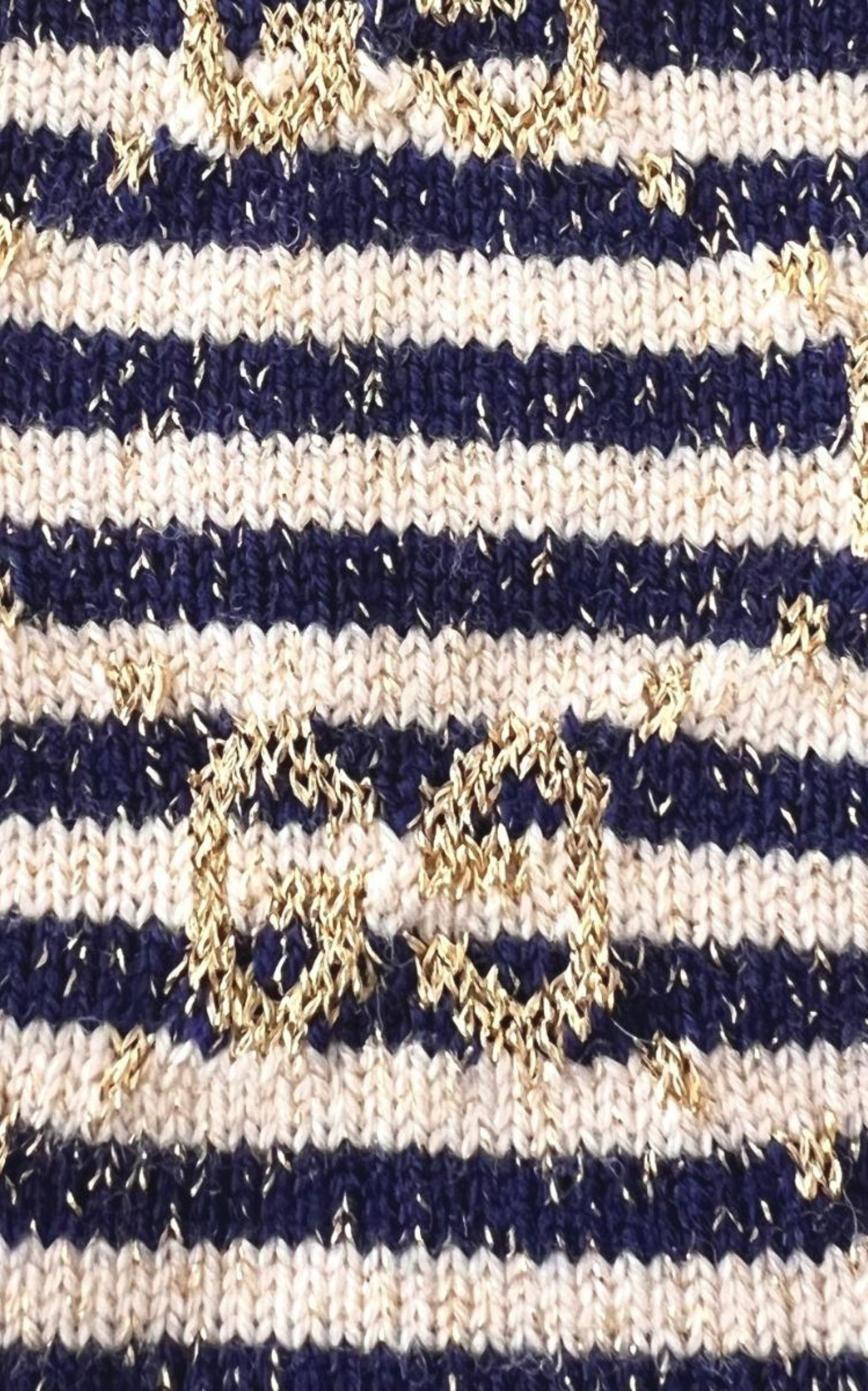 GG Blue Ivory Wool Blend Gloves - 3