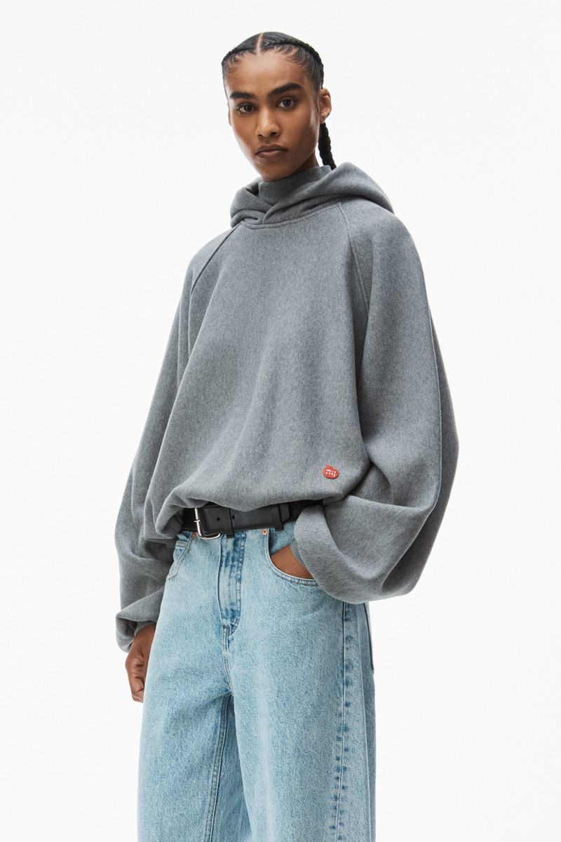 raglan turtleneck hoodie in terry with apple puffed logo 2