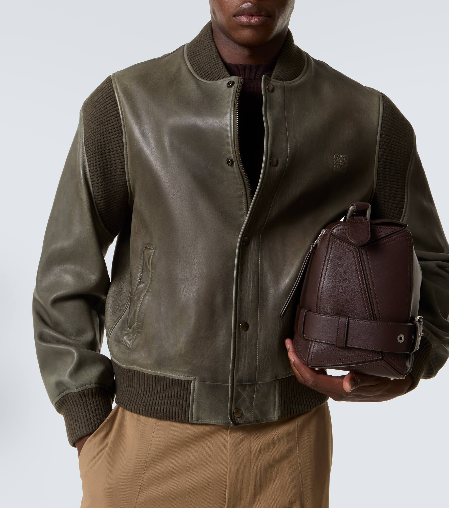 Leather bomber jacket - 5