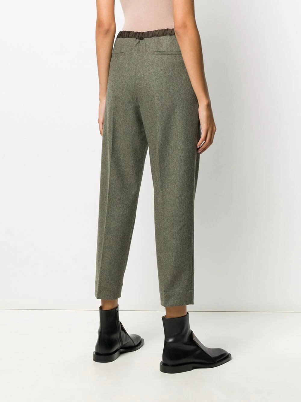 drawstring-waist tapered trousers - 4