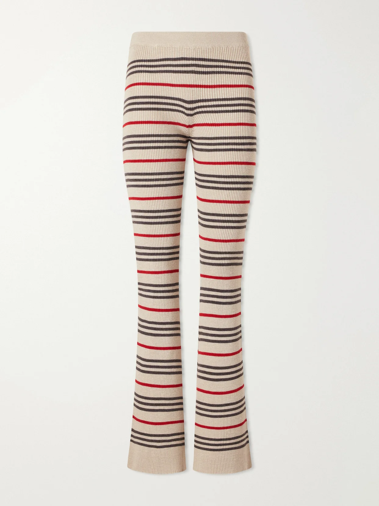 Libeccio Striped Wool, Silk And Linen-blend Flared Pants - 1