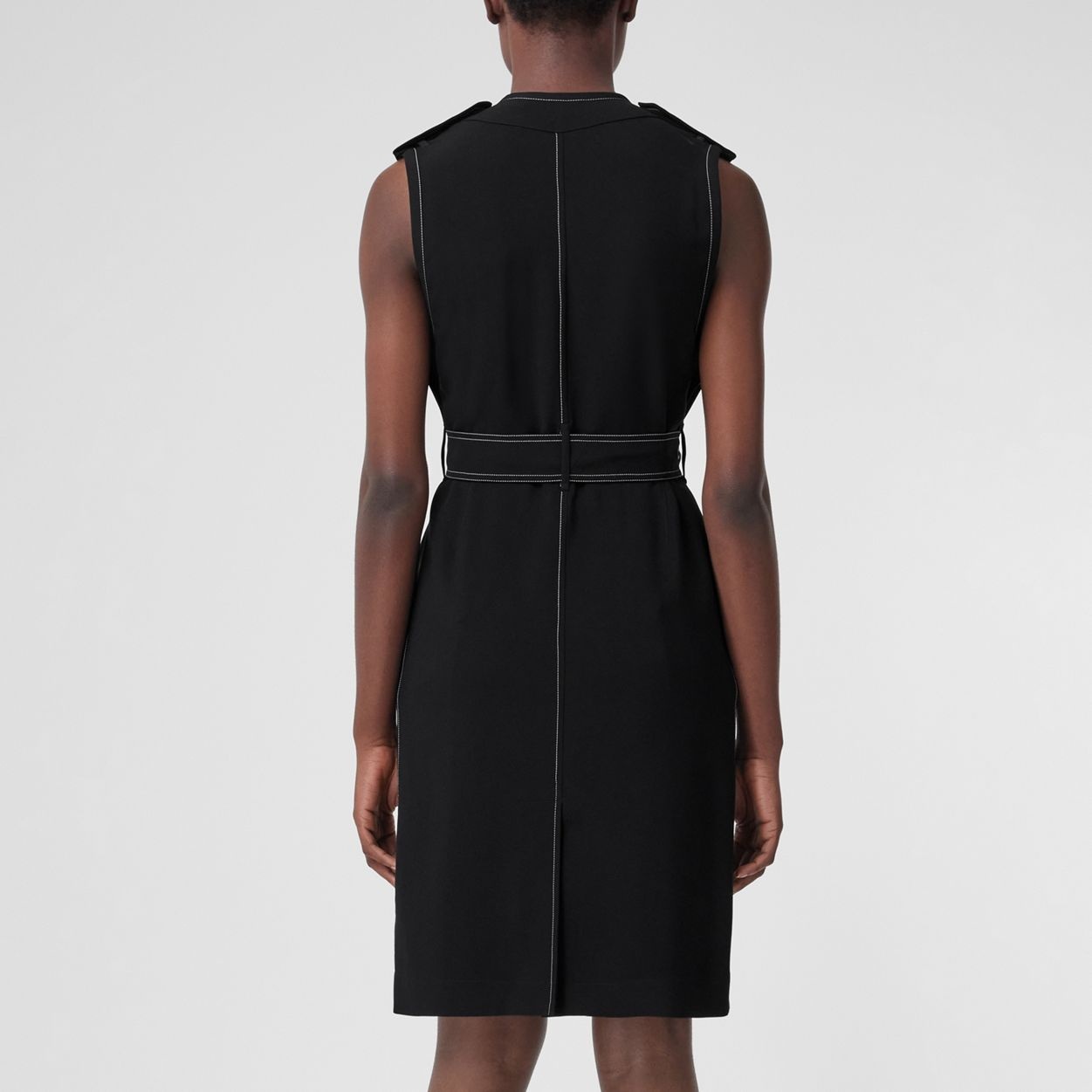 Sleeveless Viscose V-neck Trench Dress - 4