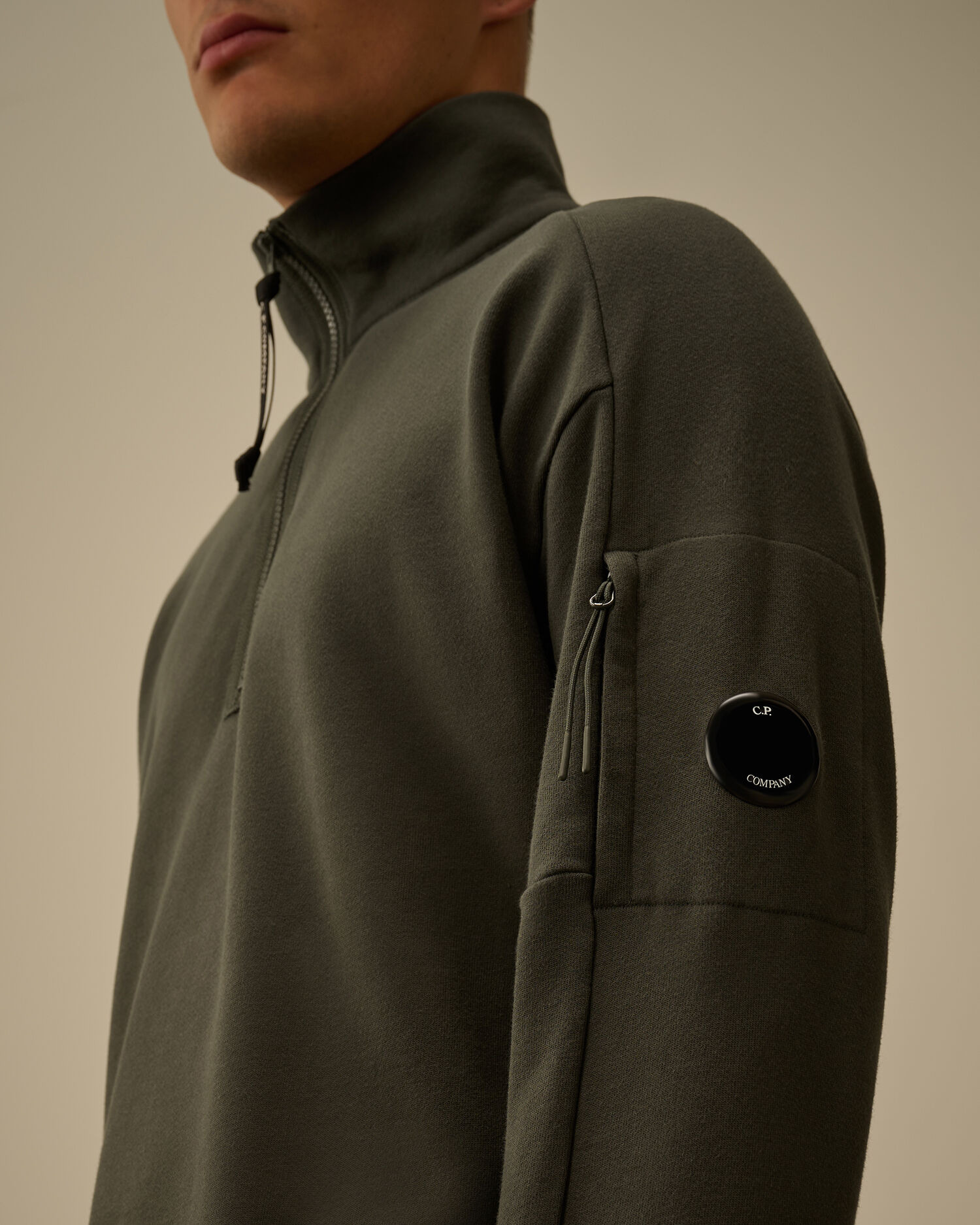 Diagonal Raised Fleece Half Zip Sweatshirt - 5