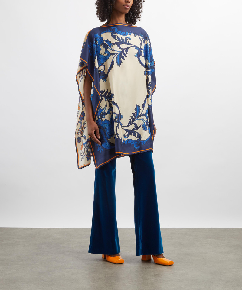 Etro Print Asymmetric Silk Poncho outlook