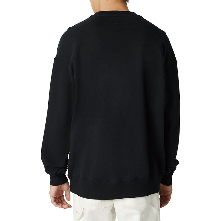 Men's Converse Alphabet Logo Printing Round Neck Pullover Black 10018354-A03 - 4