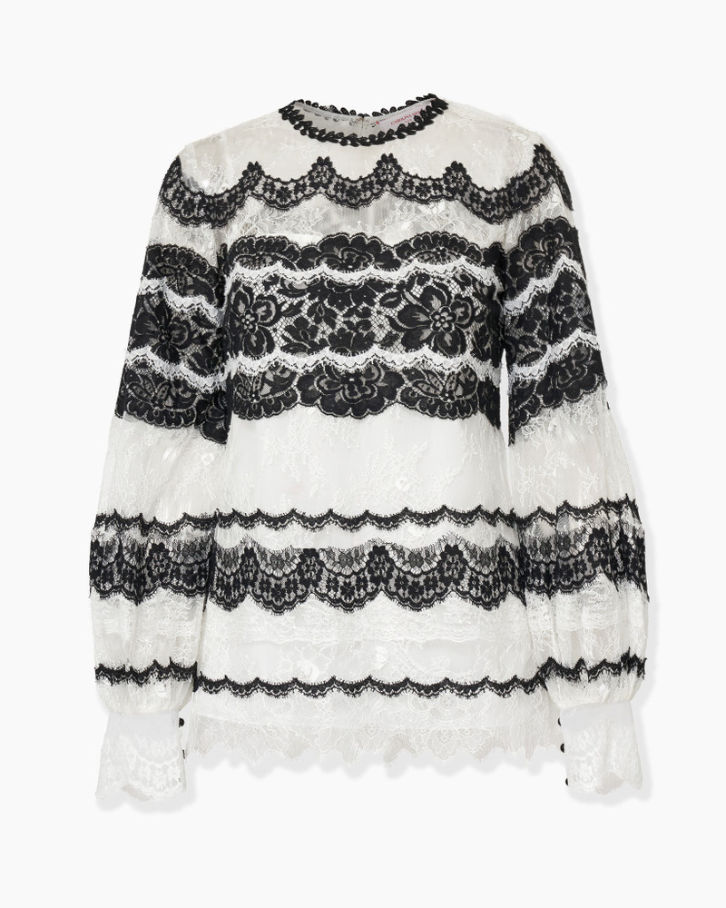 Embroidered Lace Mock Neck Top 1