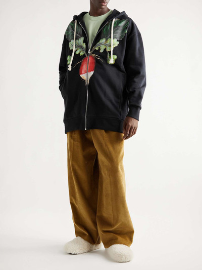 JW Anderson Logo-Embroidered Printed Cotton-Jersey Zip-Up Hoodie outlook