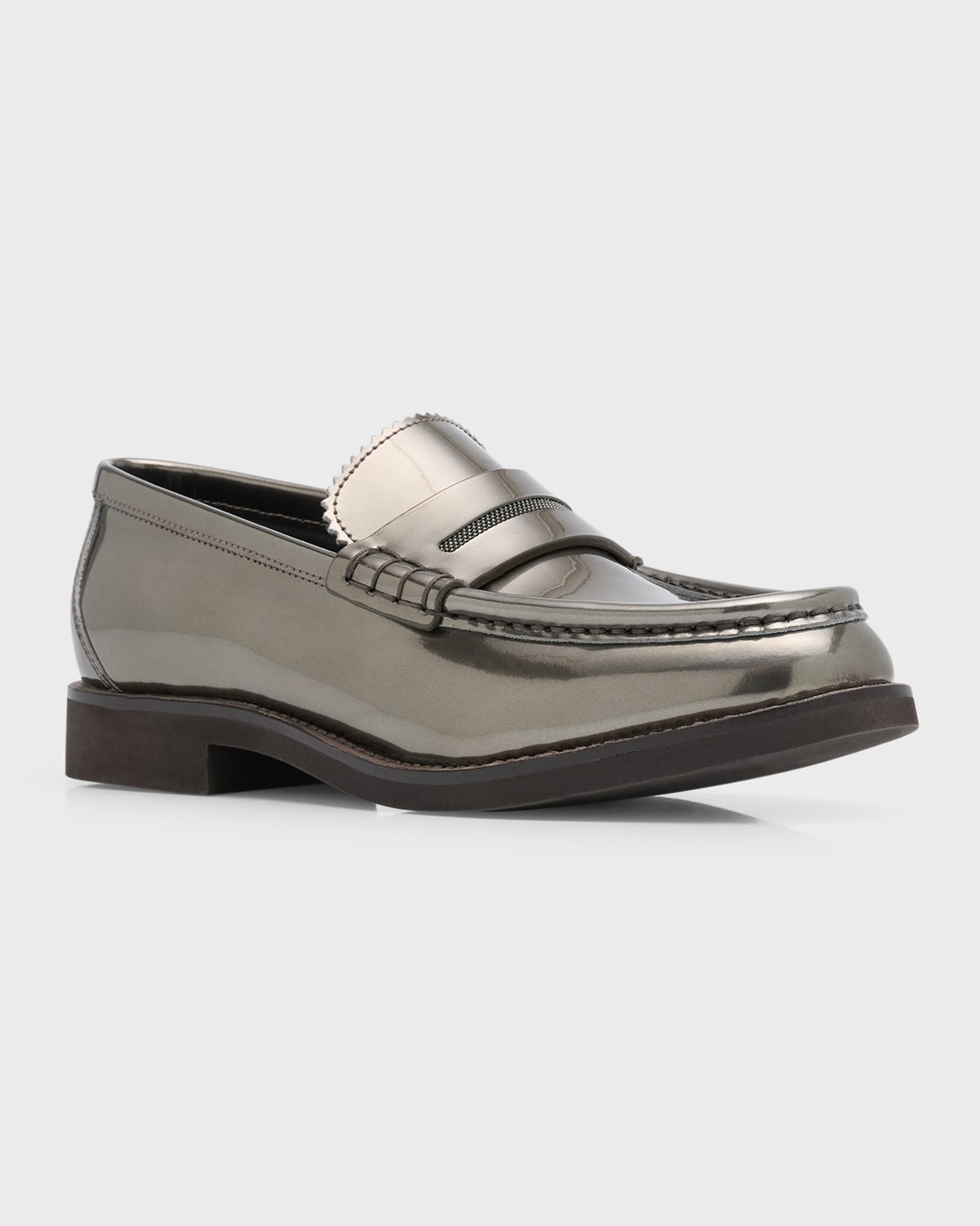 Metallic Leather Monili Penny Loafers - 2