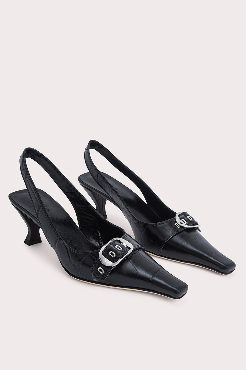 BY FAR EVITA BLACK MAXI CROCO AND NAPPA LEATHER outlook