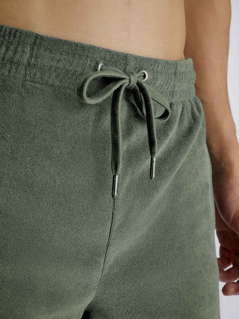 Men's Towelling Shorts Isaac Terry Cotton Soft Green 5