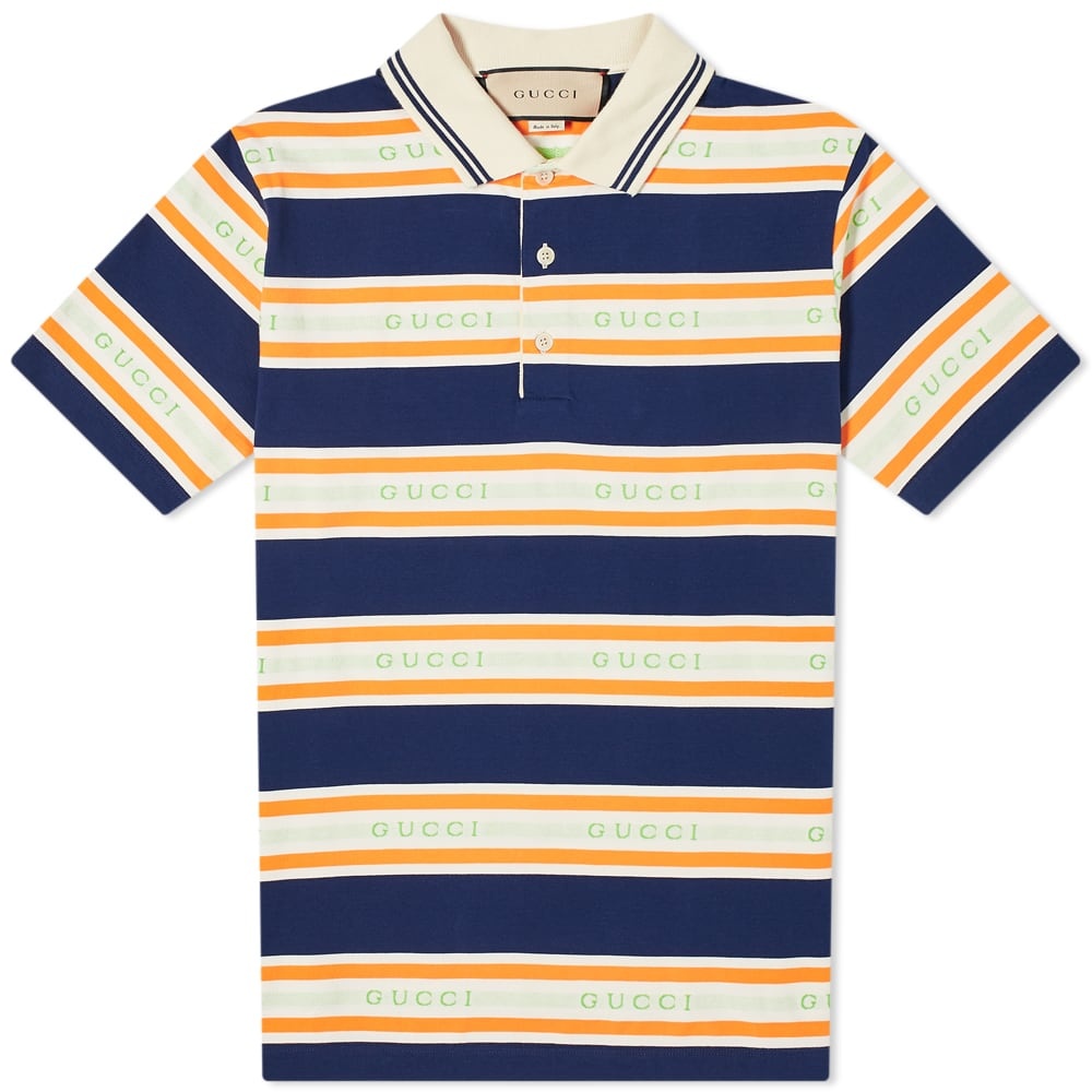 Gucci Logo Collar Stripe Polo - 1