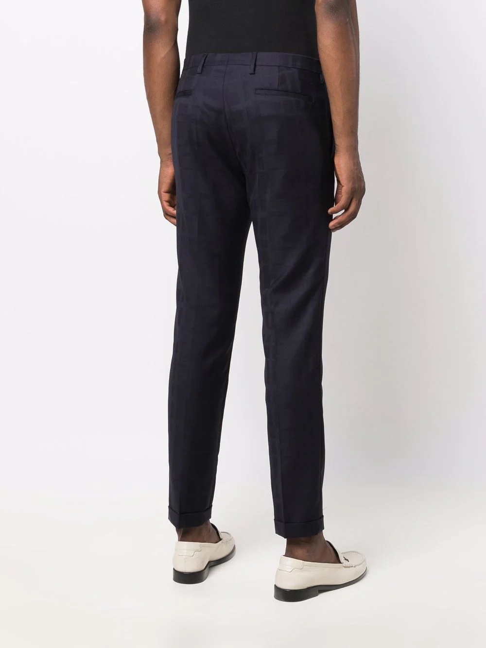 check-pattern slim trousers - 4