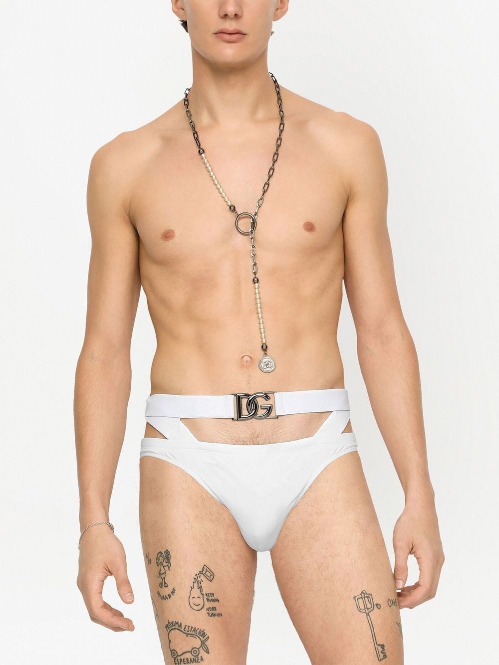 high-cut logo-plaque swim trunks - 3