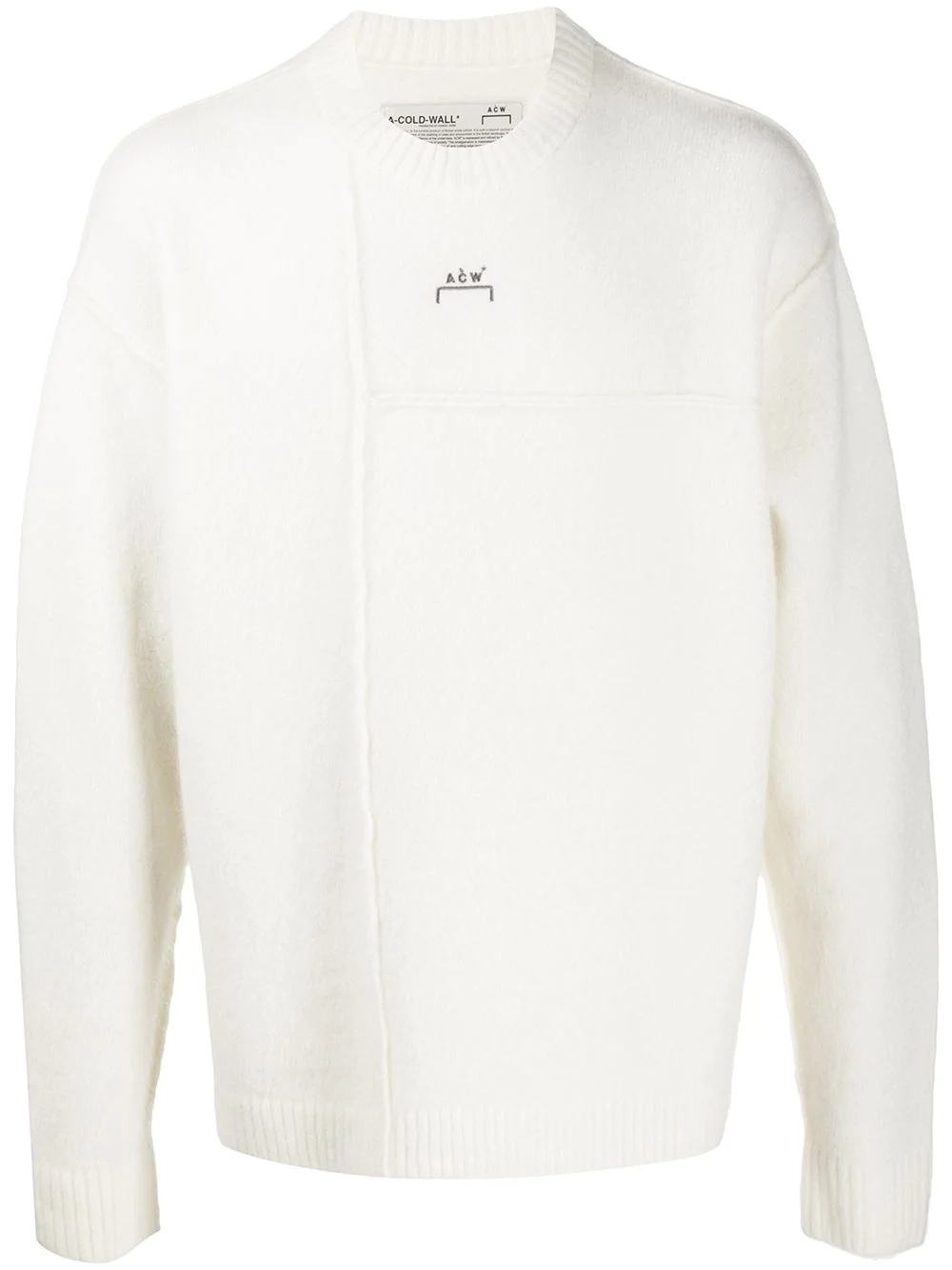 embroidered logo paneled knit jumper - 1