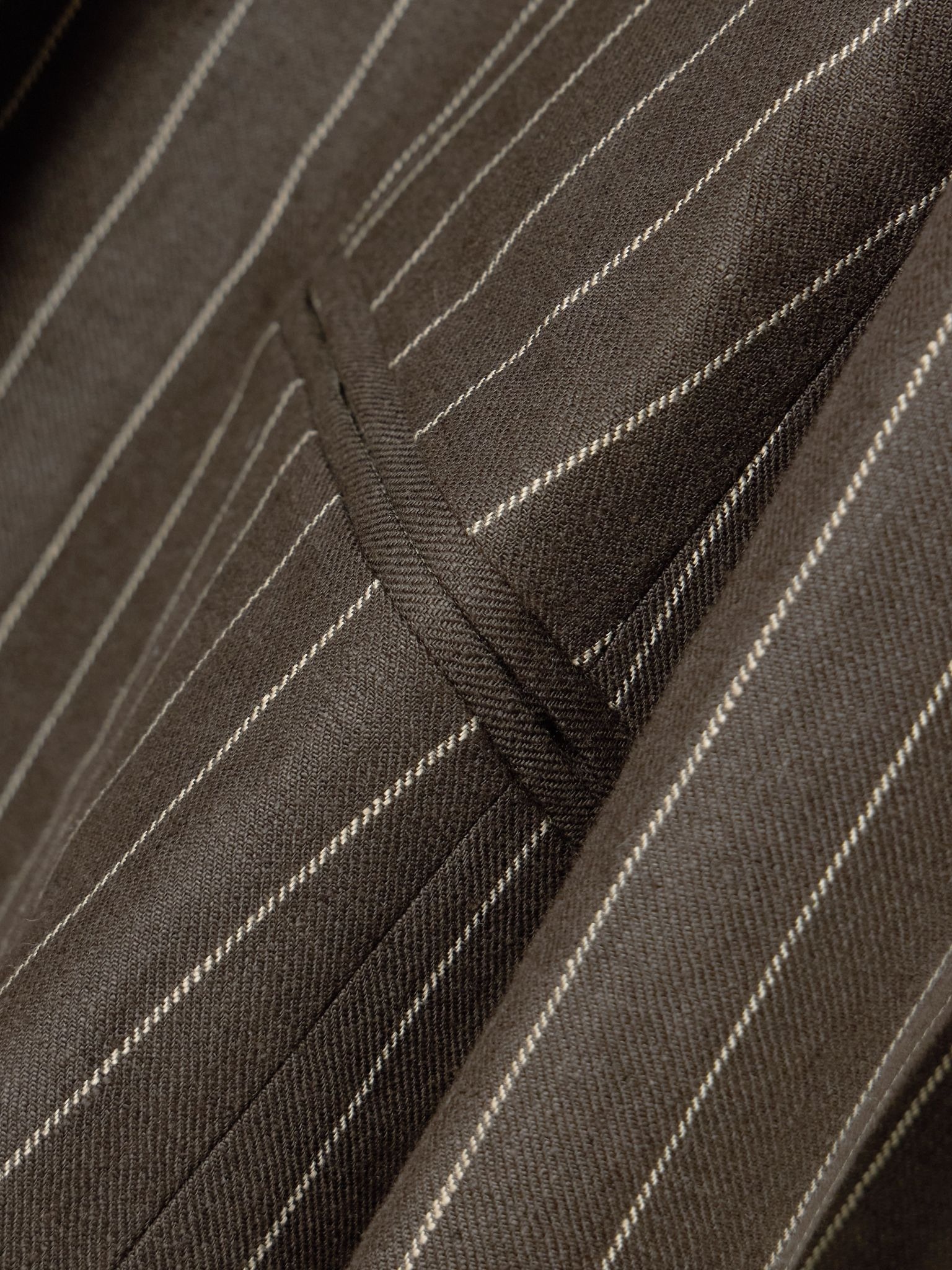 Leon pinstriped linen-twill blazer Dark brown - 6