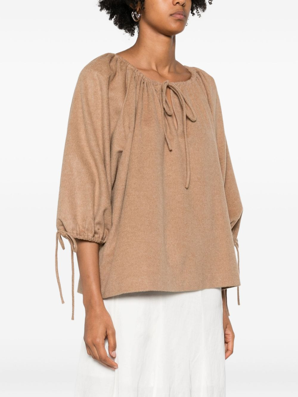 tie-neck puff-sleeve top - 3