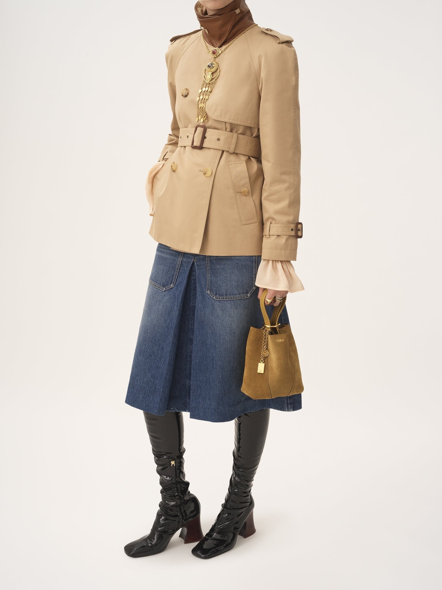 SMALL CHLOÉ SPIN TOTE BAG IN SUEDE LEATHER - 7