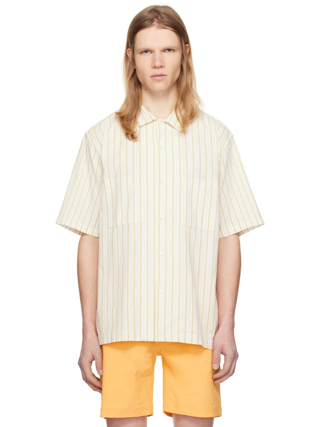 White & Yellow Johnny Stripe SS Shirt - 1