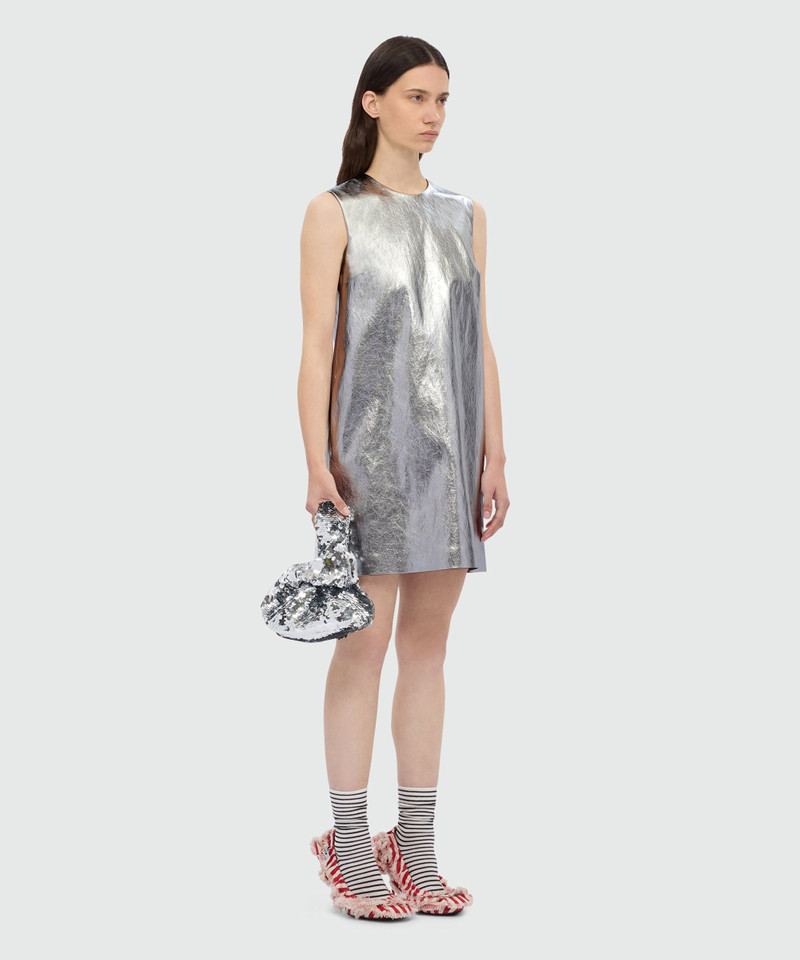 MSGM Metallic silver faux leather mini dress. outlook