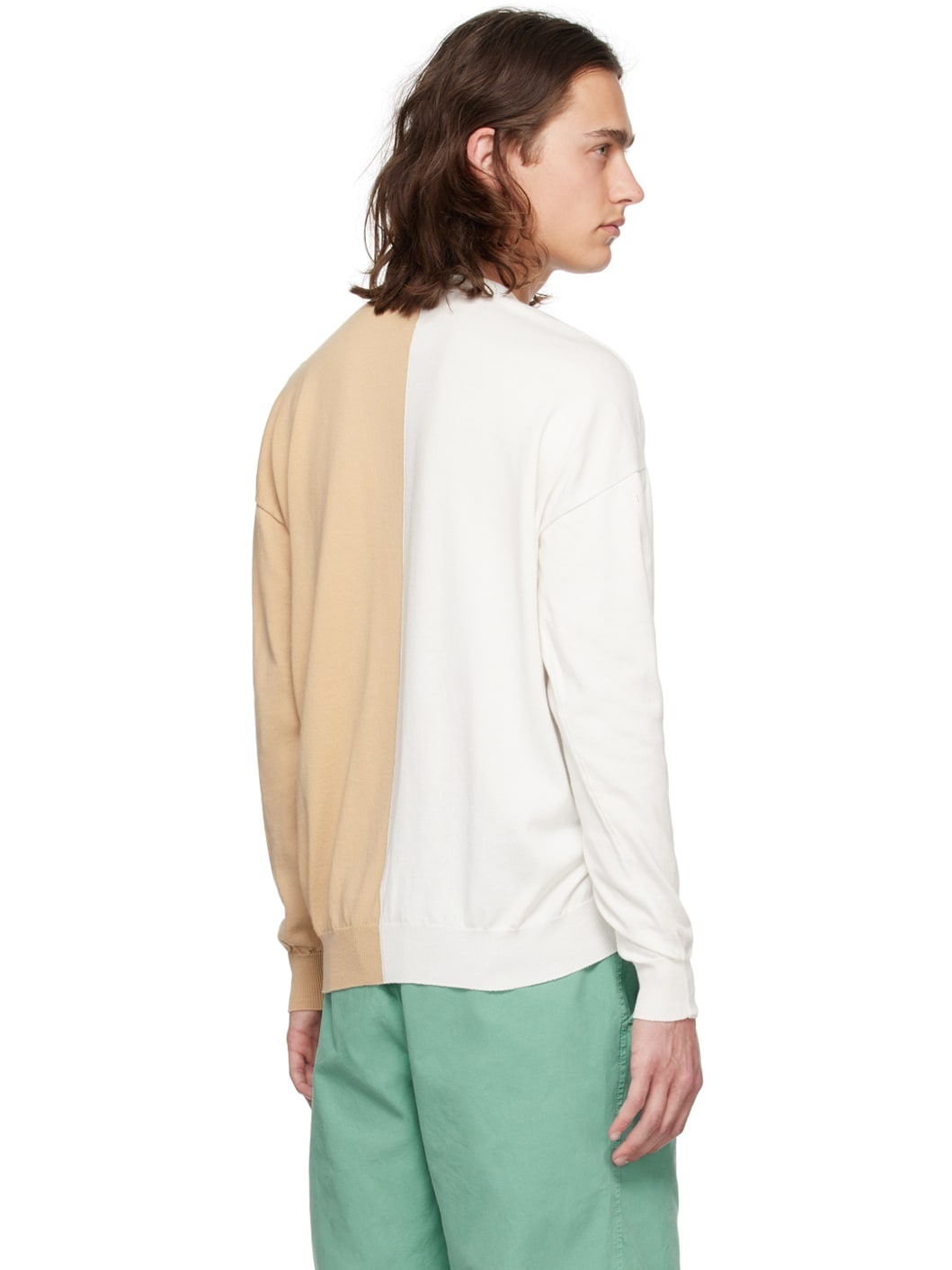 Beige & Off-White Paneled Cardigan - 3