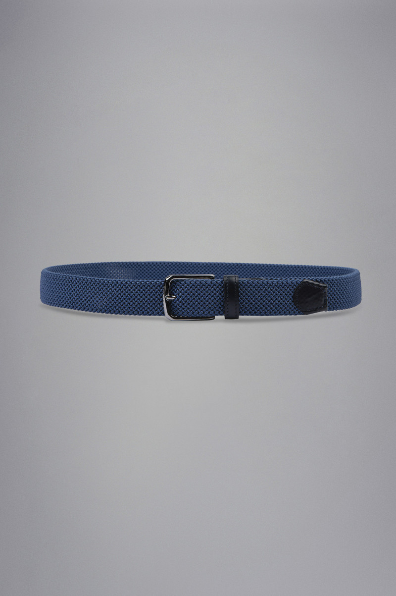 LEATHER TRIMMED WOVEN ELASTIC BELT 1