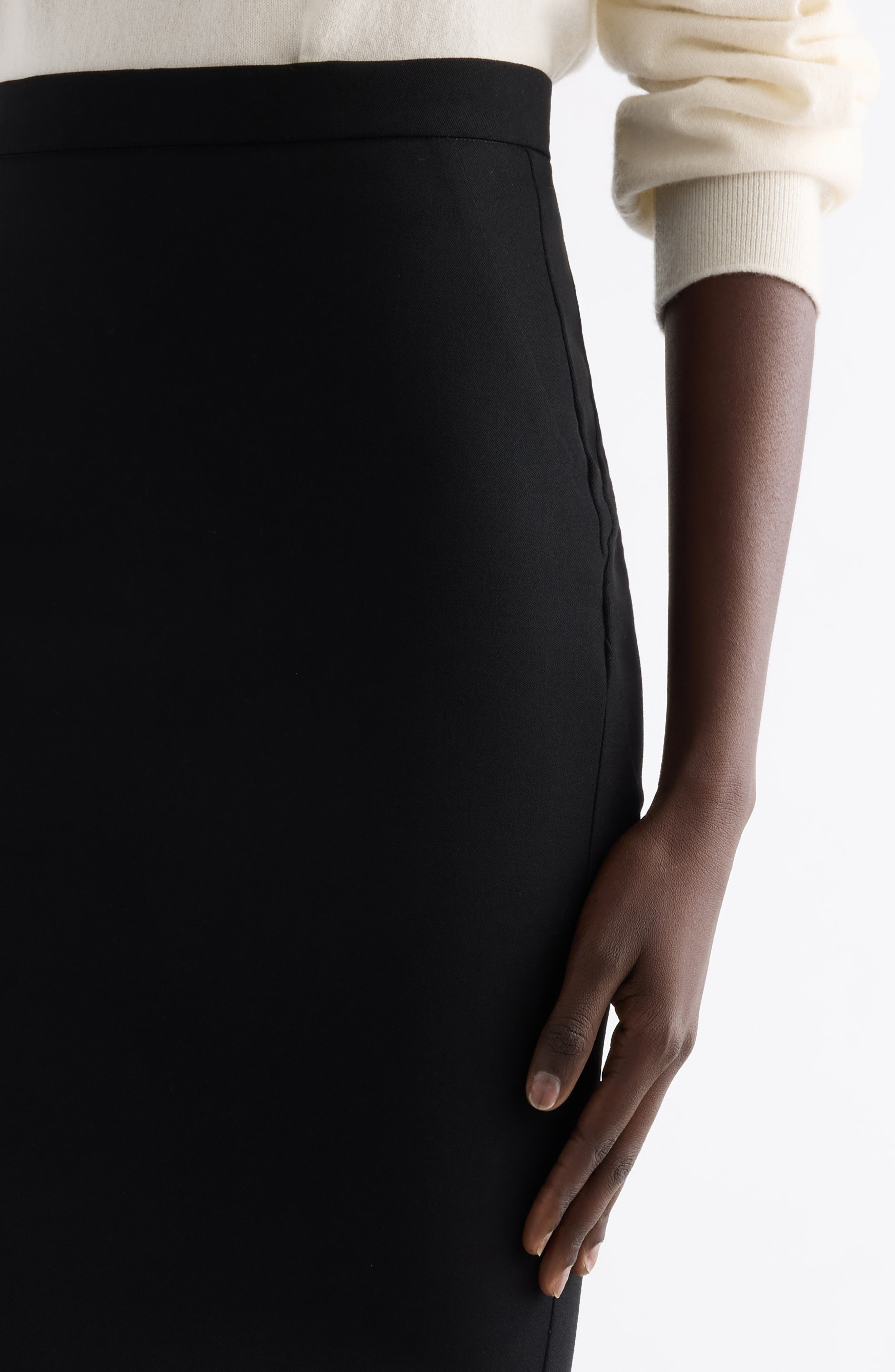 Givenchy Back Godet Crepe Cady Midi Skirt in Black at Nordstrom - 5