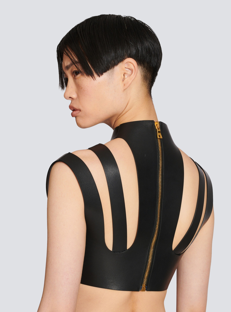 Cut-out leather crop top 8