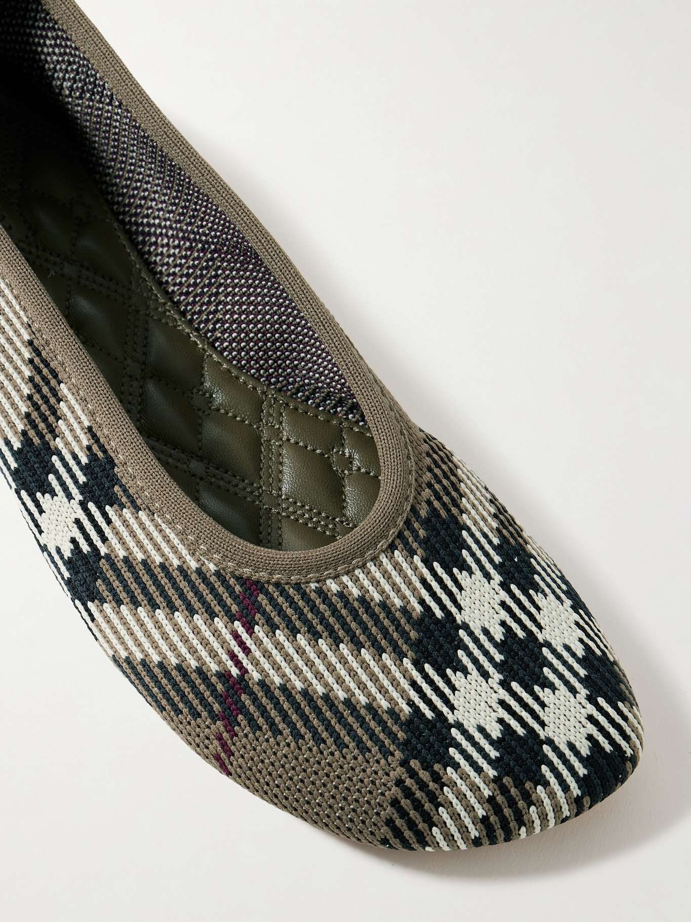 Checked jacquard-knit ballet flats Beige - 4