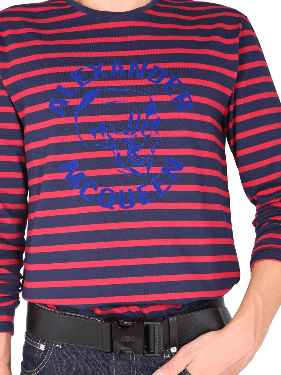 Alexander Mcqueen Men T-Shirt With Flocked Logo - 4