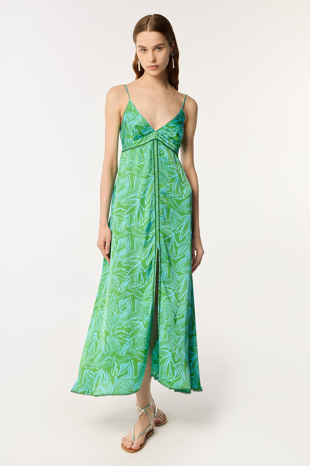 Long Dress Denise - Turquoise Pop Tiger - 1