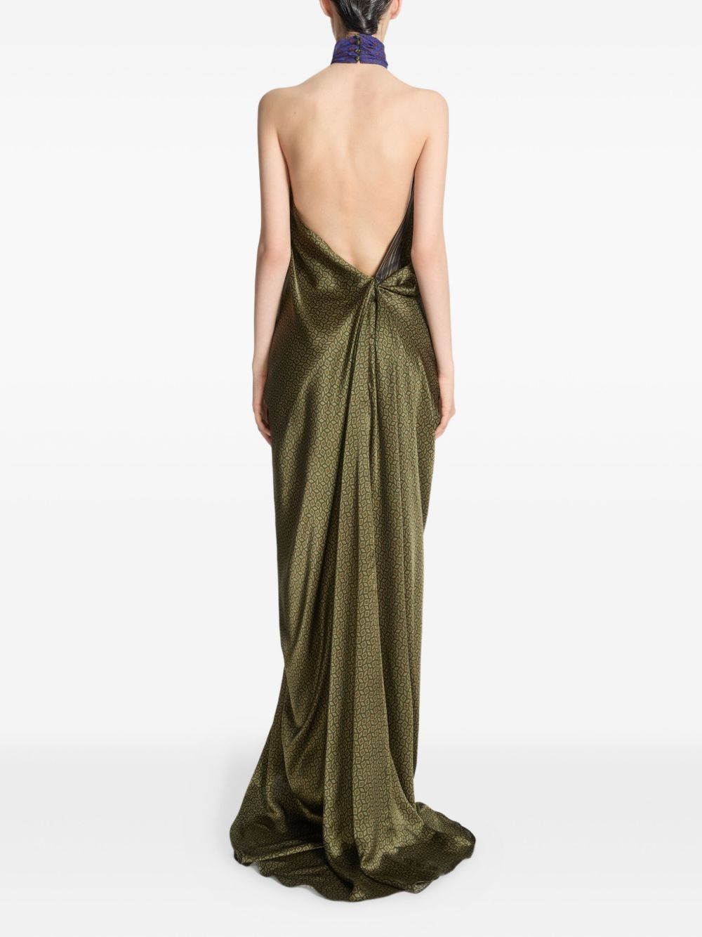draped print silk dress - 3
