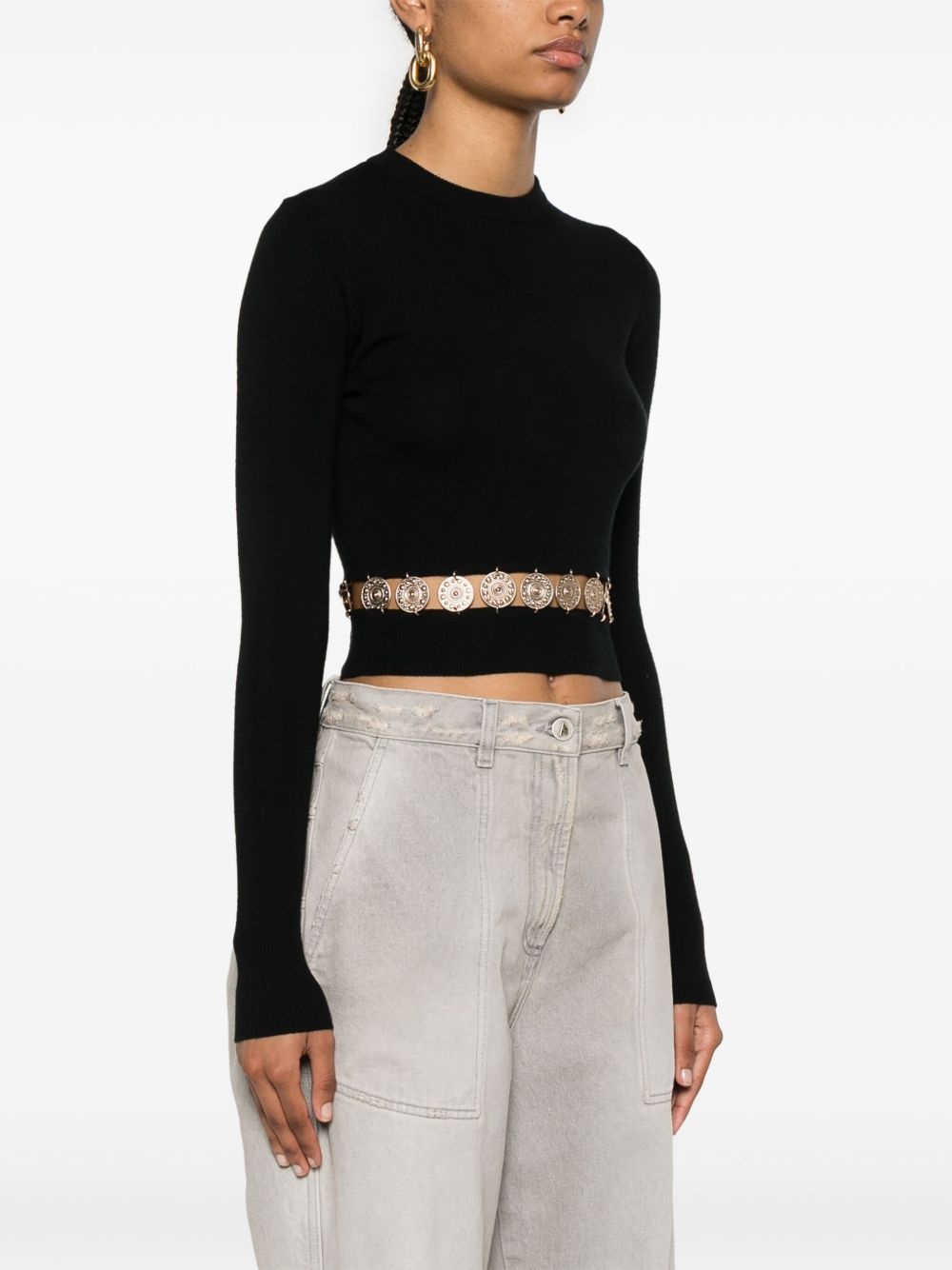 ribbed-knit studded top - 3