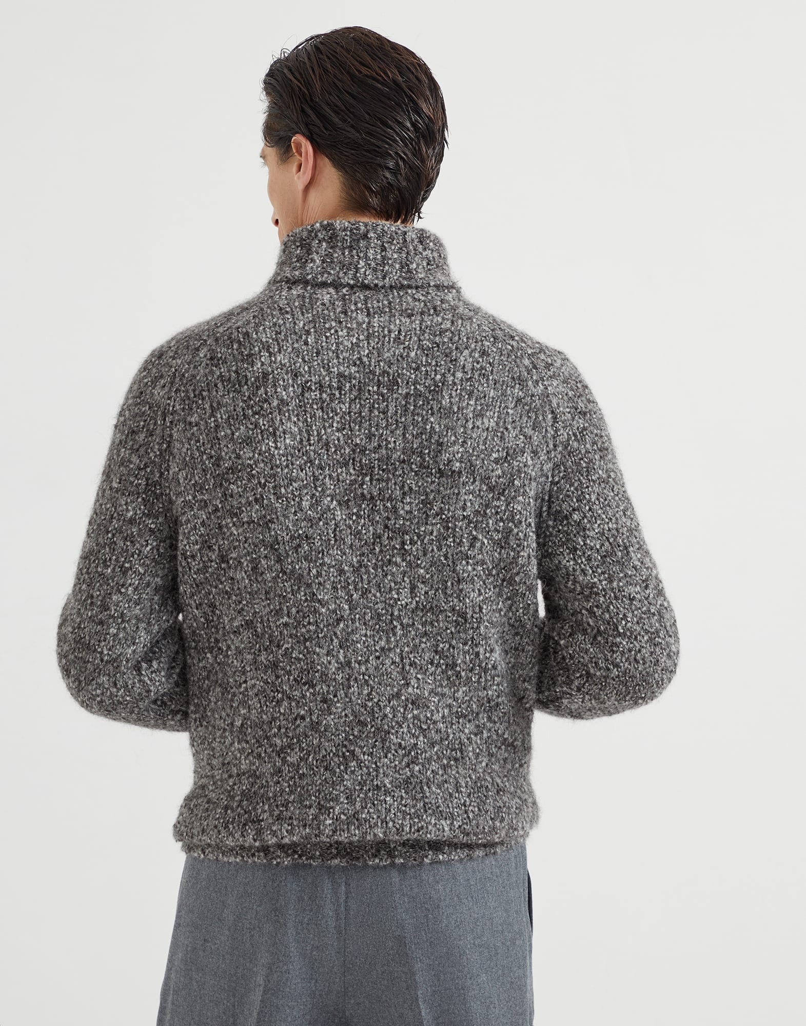 Flecked alpaca, virgin wool and cashmere turtleneck sweater with raglan sleeves - 2