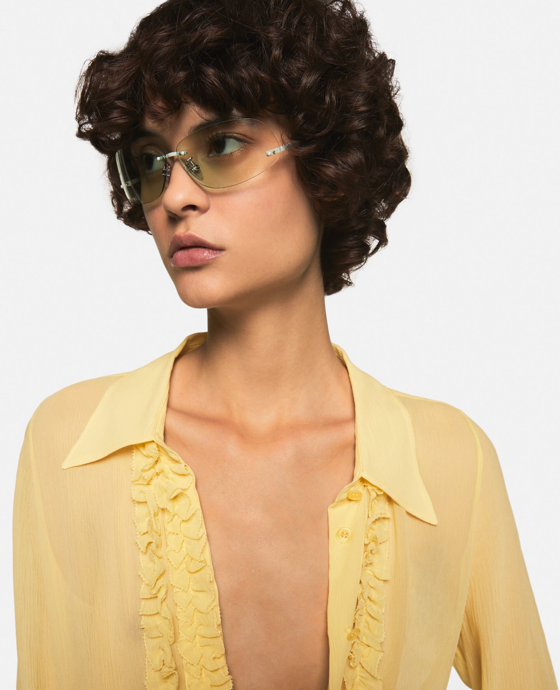 Sheer Ruffled Silk Tuxedo Shirt - 4