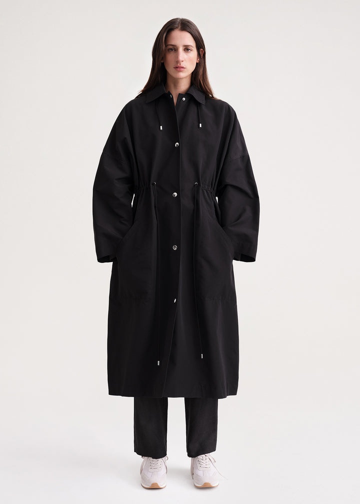 Hooded drawstring parka black - 5