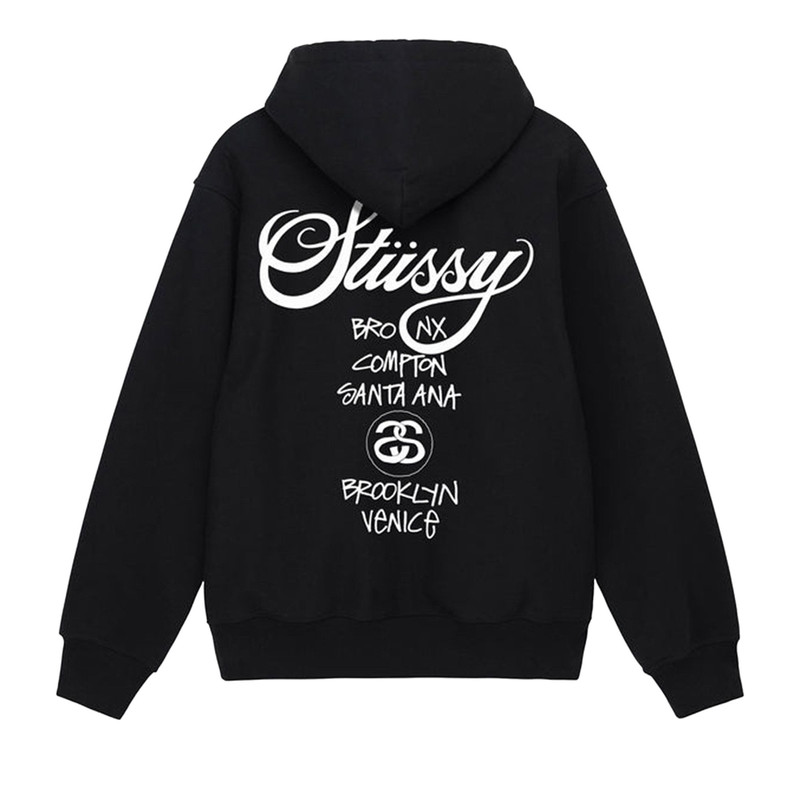 Stüssy Stussy World Tour Hoodie 'Black' outlook