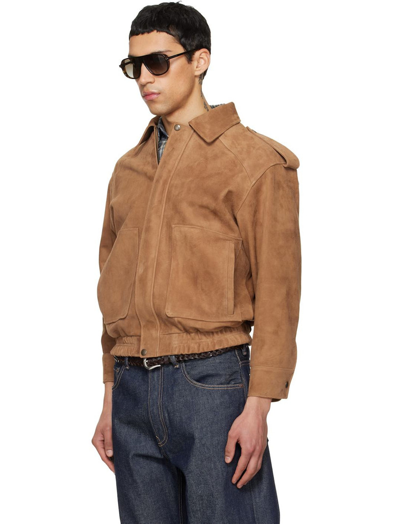 Tonywack Tan Goat Suede Bomber Jacket outlook