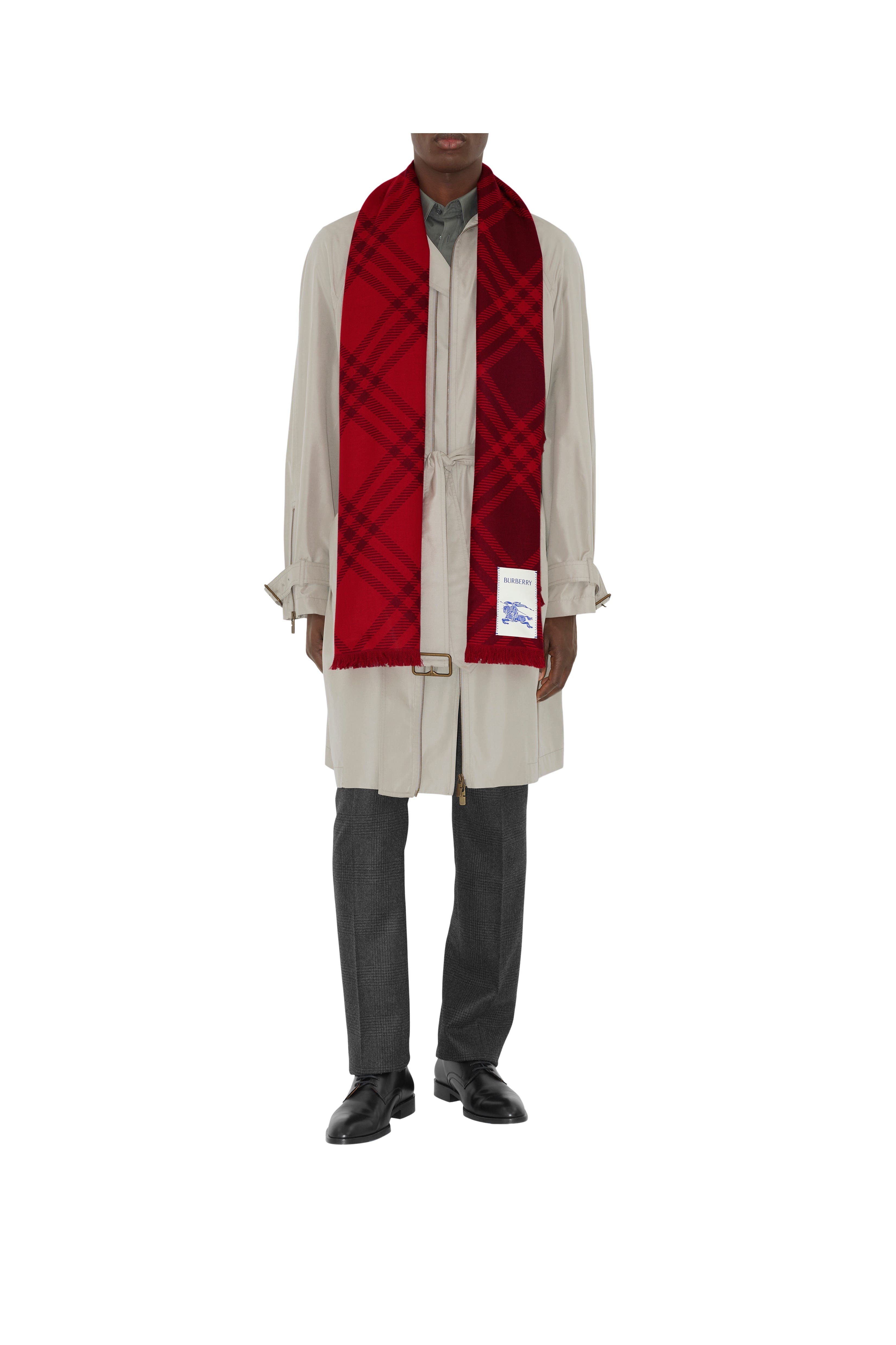 burberry Wide Check Wool Silk Scarf in Oxblood/pillar at Nordstrom - 4