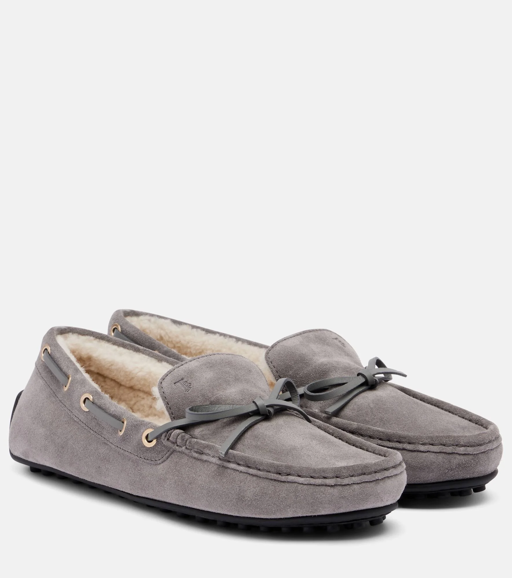 Gommino shearling-lined suede boat shoes - 1