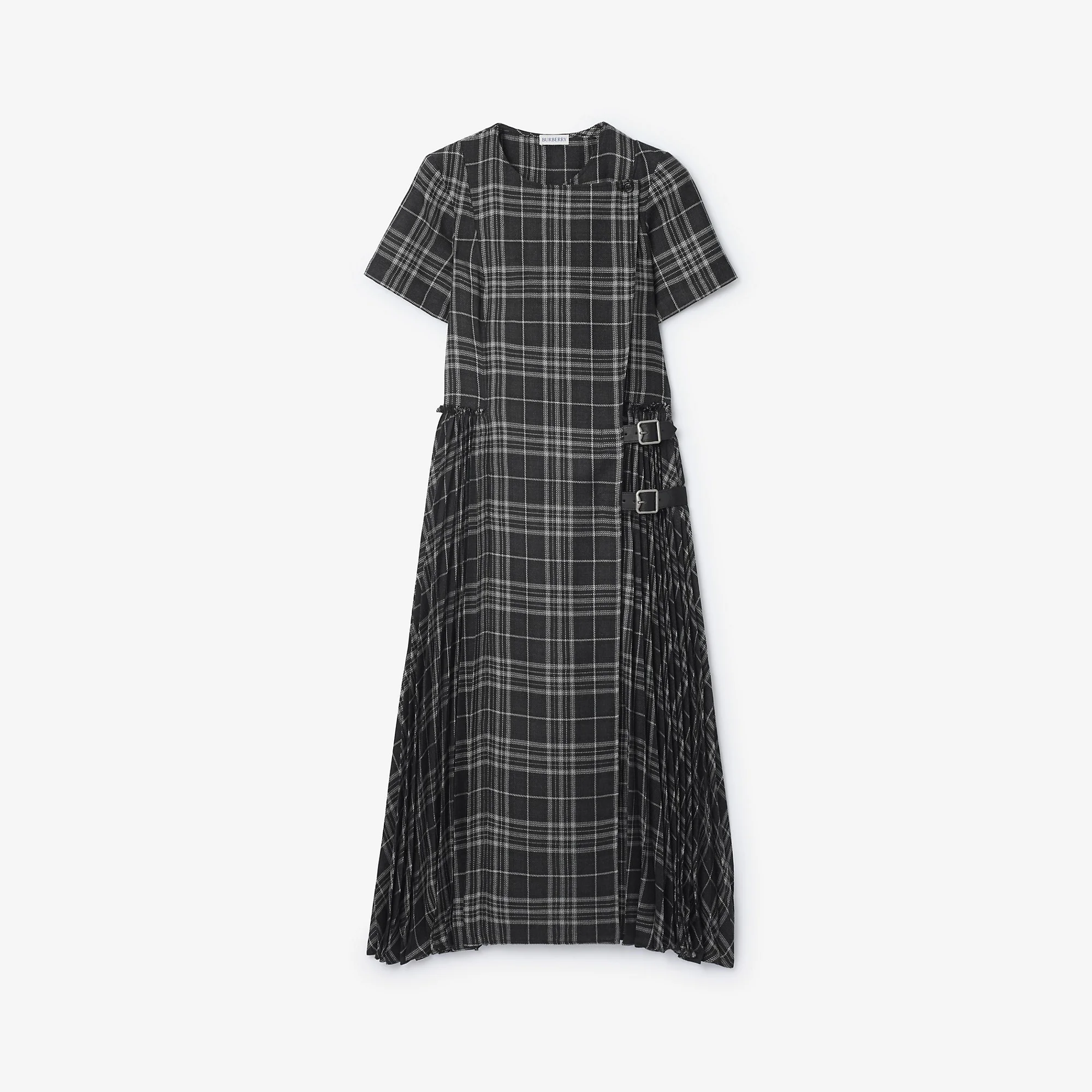 Check Wool Blend Kilt Dress - 1