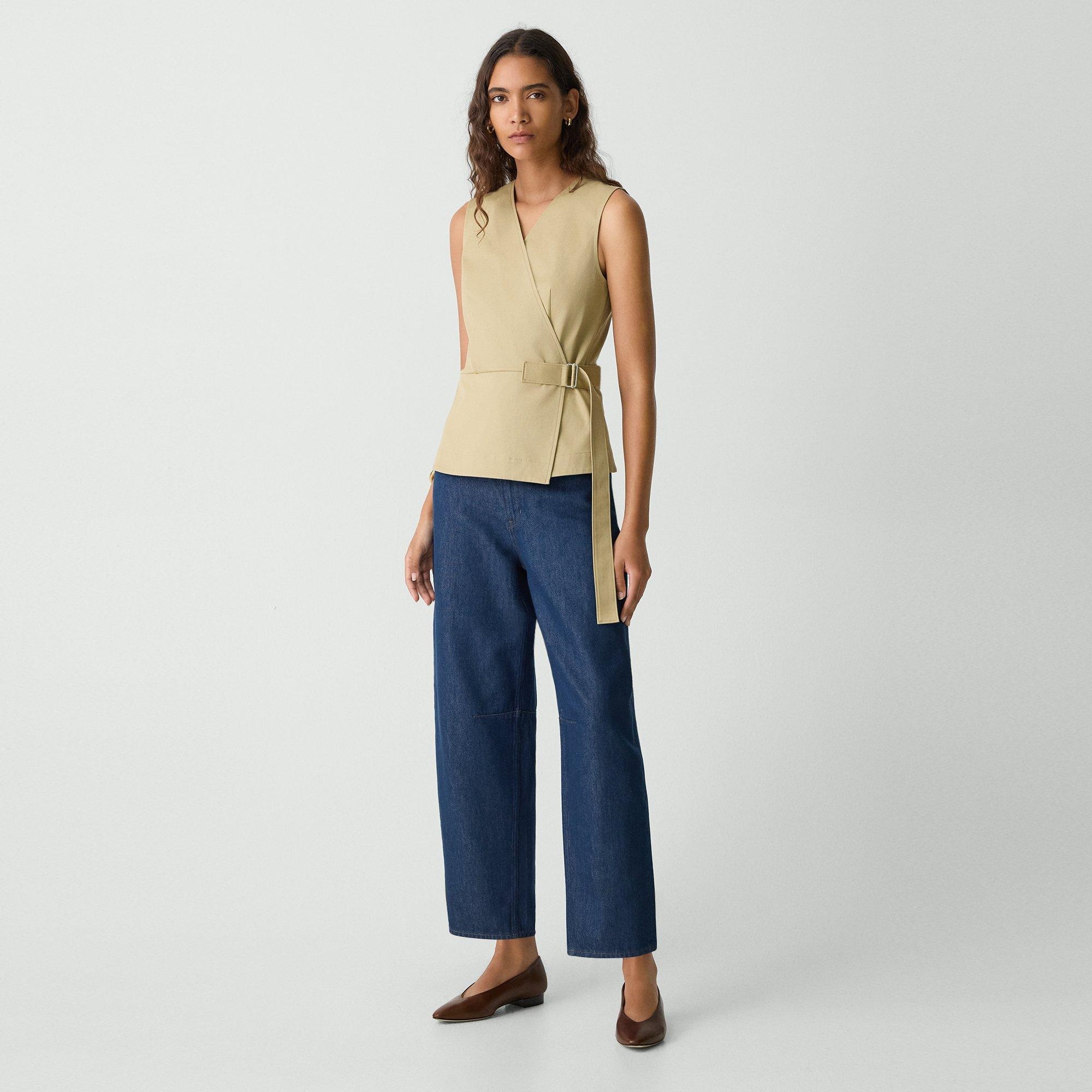 Sleeveless Wrap Top in Cotton Chino - 6