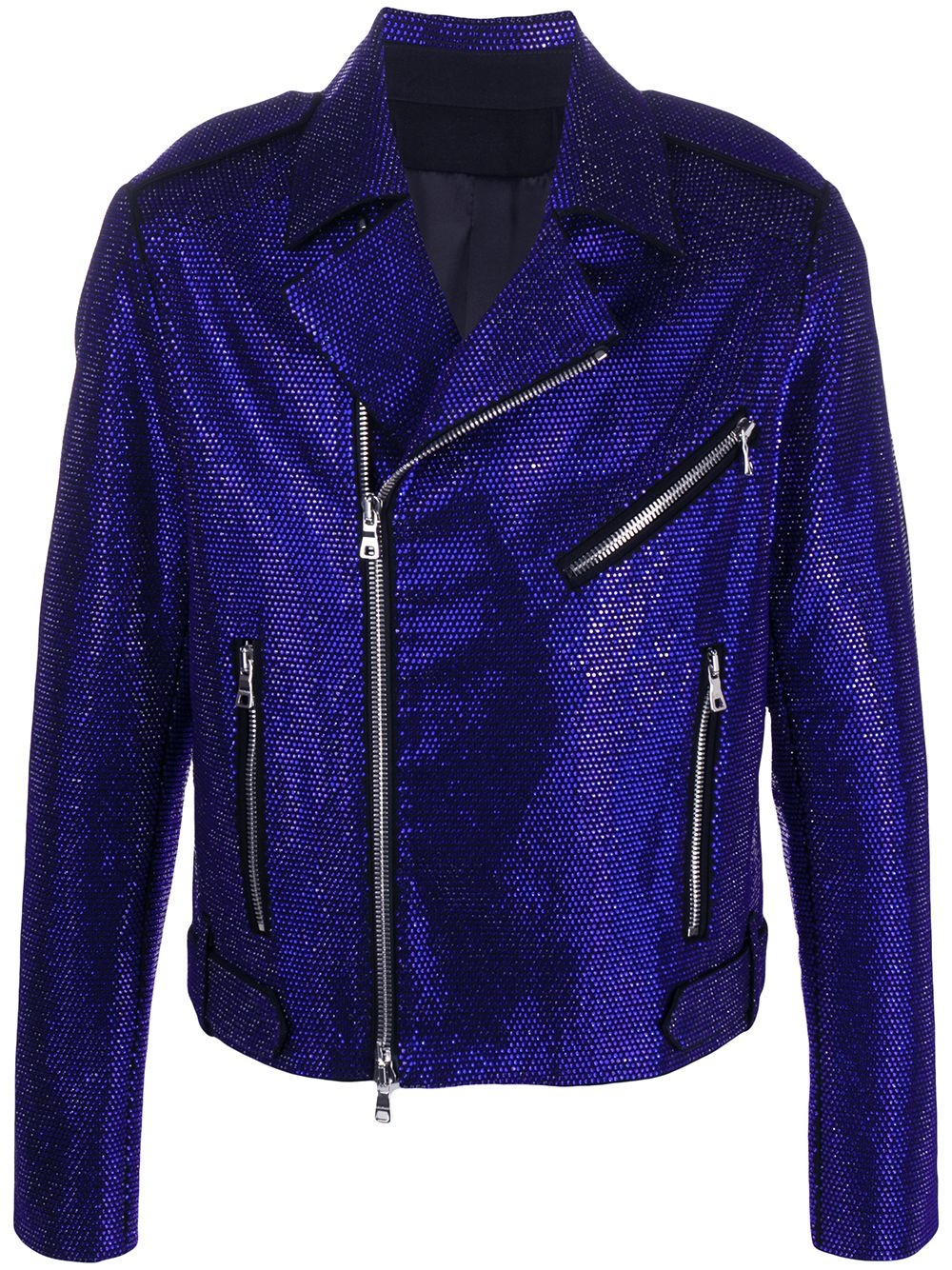 rhinestone-embellished biker jacket - 1