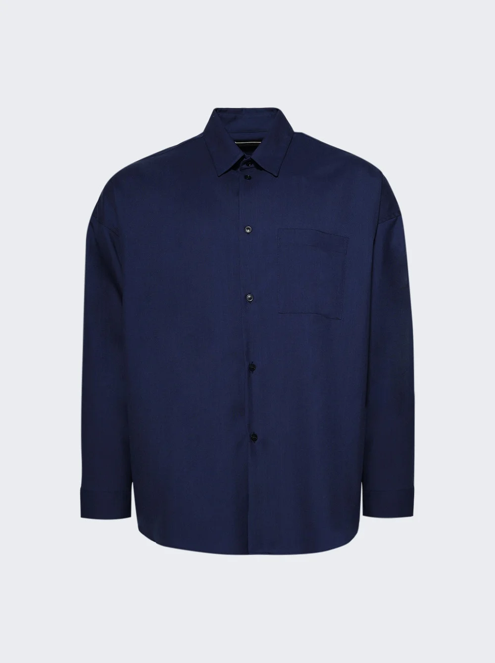 Tropical Wool Long-sleeved Shirt Blue - 1
