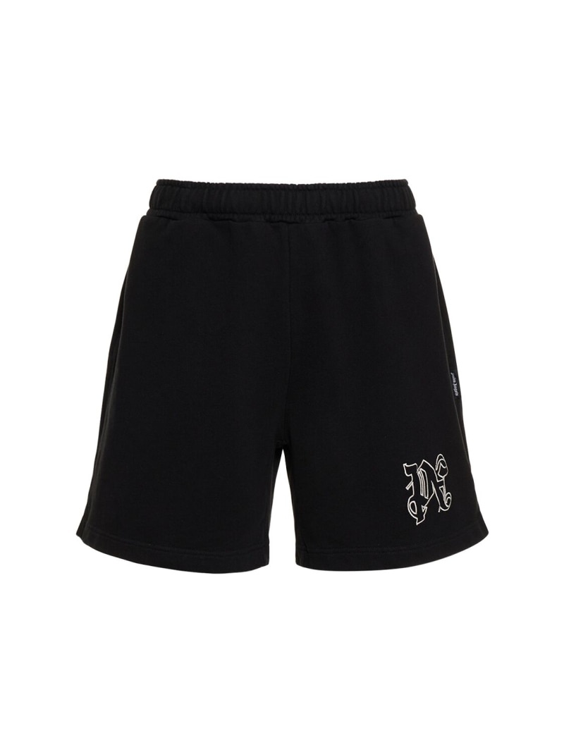 Monogram cotton sweat shorts - 1